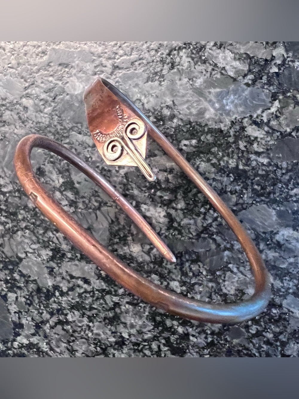Bracelet copper coil snake bangle vintage mixed metal artistic